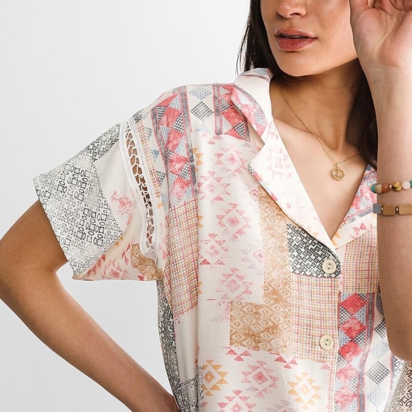 Buckle/Gimmicks Patchwork Blouse M - Picture 13 of 14